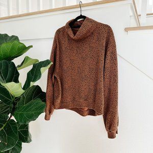 Abercrombie & Fitch Leopard Print Turtleneck Sweatshirt Bell Sleeves XL